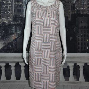 Talbots Sz 6 Multi Color Zip Back Knee Length Striped Lined Cotton Dress